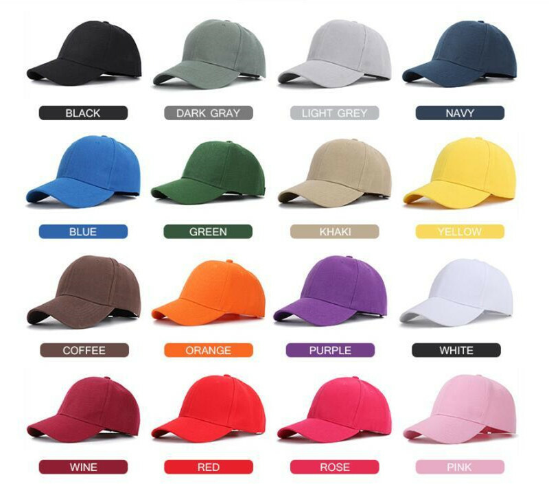 Baseball Caps Plain Hook-N-Loop Adjustable Sun Solid Color Blank Army Hat Cap