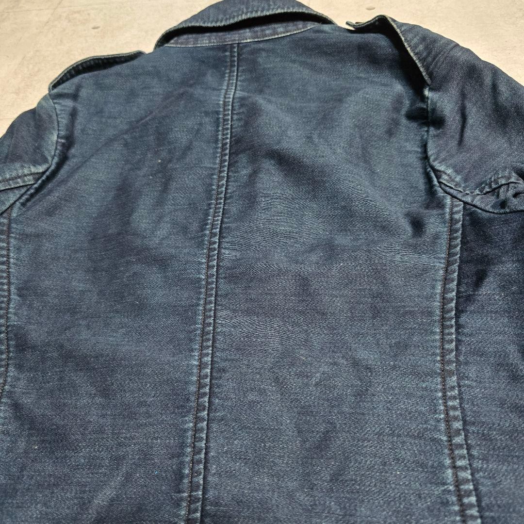 45R Indigo Blue Cotton Double Riders Jacket S Small Made In Japan Workwear