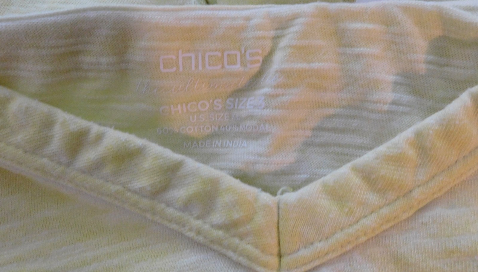 Chico’s Ultimates Women’s Pastel Yellow V-Neck Tee Size 3 XL Cotton Modal Top