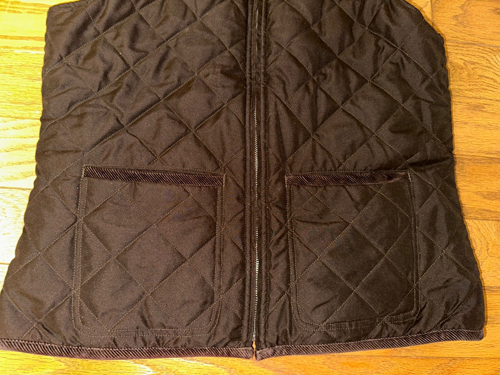 Ralph Lauren Reversible Quilted Vest Women Sz M Brown/Black Full Zip