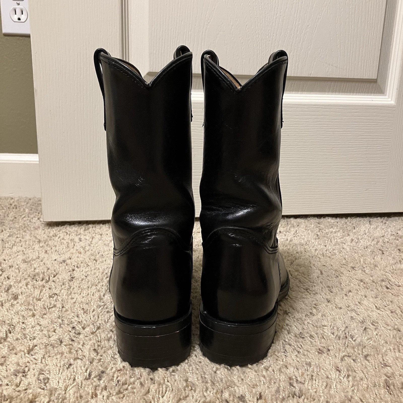Vintage IRON AGE Boots STEEL TOE Black BIKER Western – Sz 8 EE Made in USA