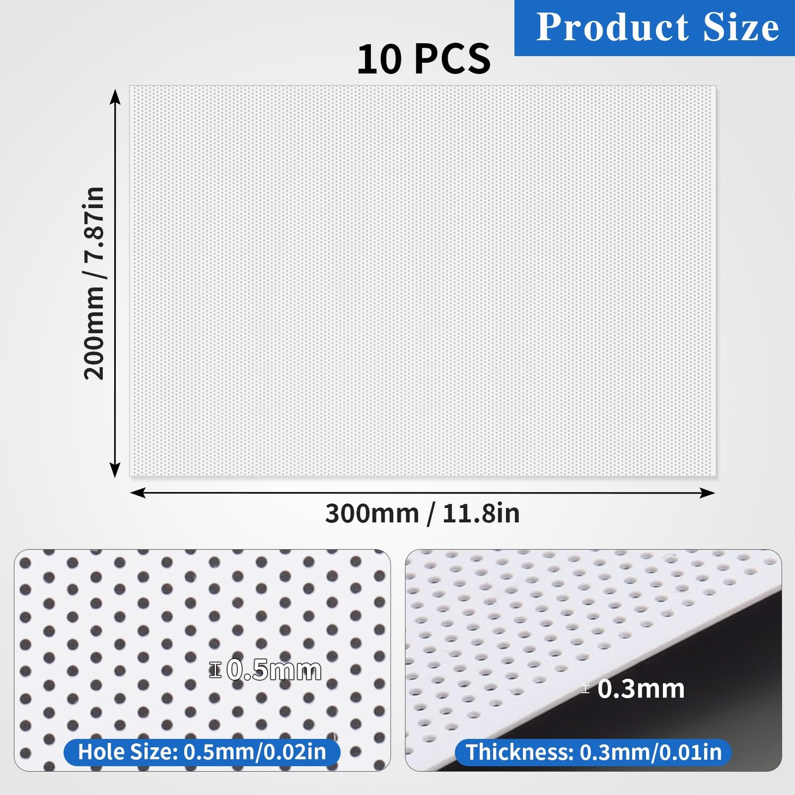10 Pcs 0.5mm Fursuit Eye Mesh White PVC Mesh Sheet 11.8″x7.87″