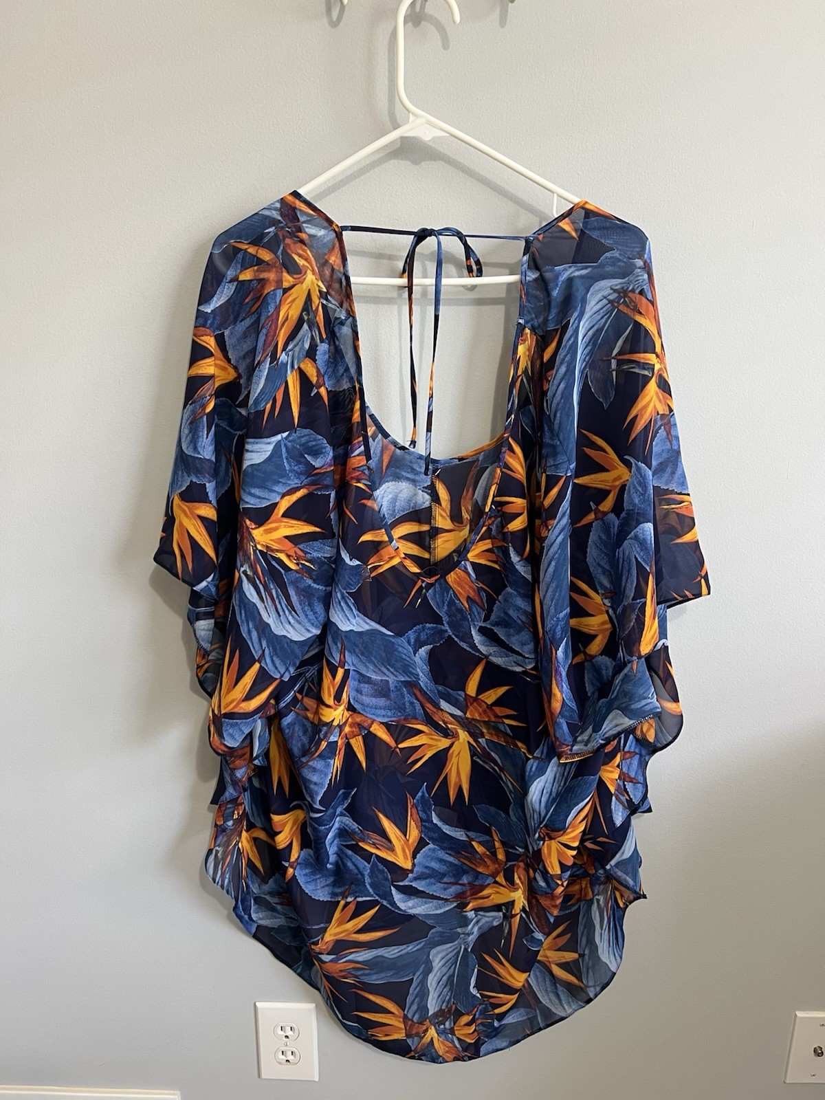 Tropical Escape Size XL Multi Floral Beach Coverup Resortwear Swim Vacation Boho
