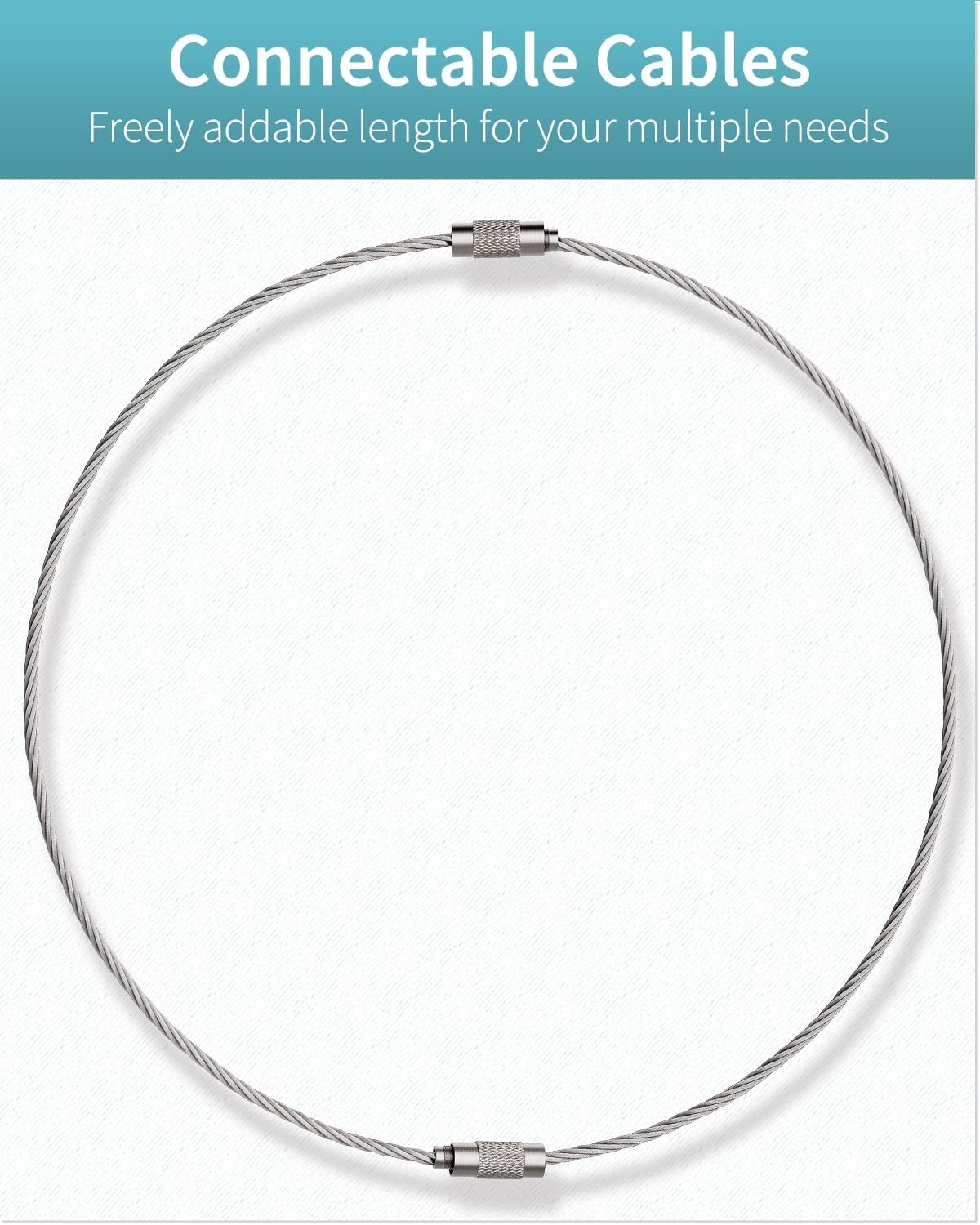 5pcs Stainless Steel Loops 2mm Coated Wire 6inch Keychain Cable for Luggage Tags
