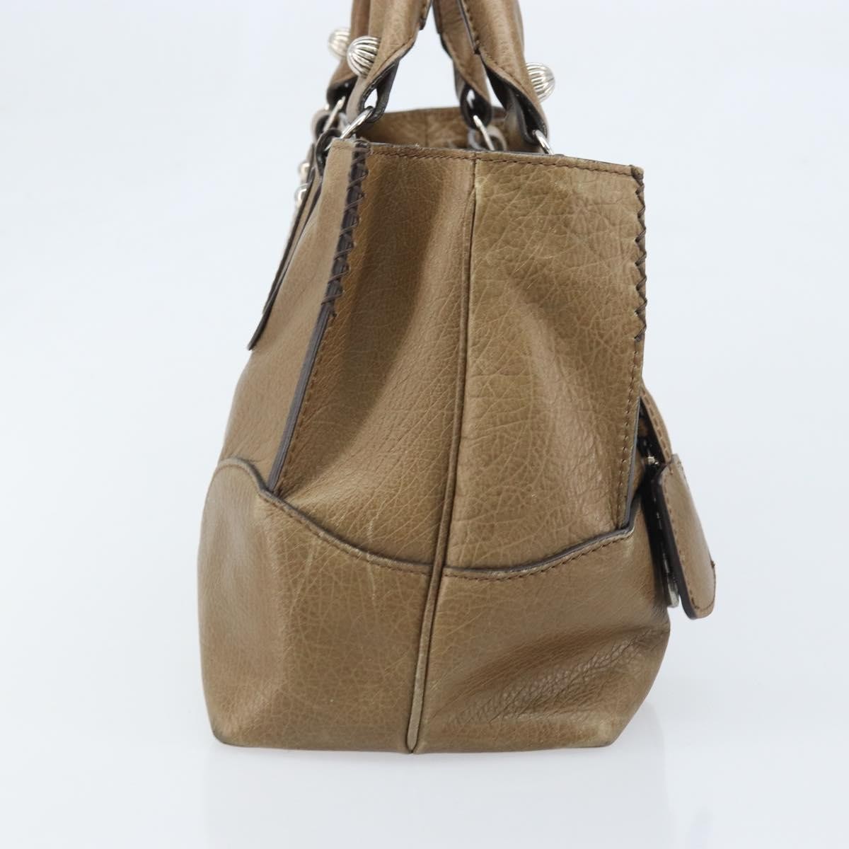 CELINE Boogie bag Hand Bag Leather Brown Silver Auth 166786