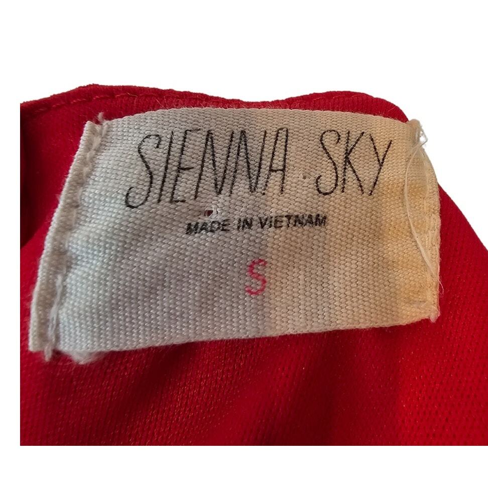 Sienna Sky High Low Sleeveless Crochet Asymmetrical Tulip Mini Dress Red S