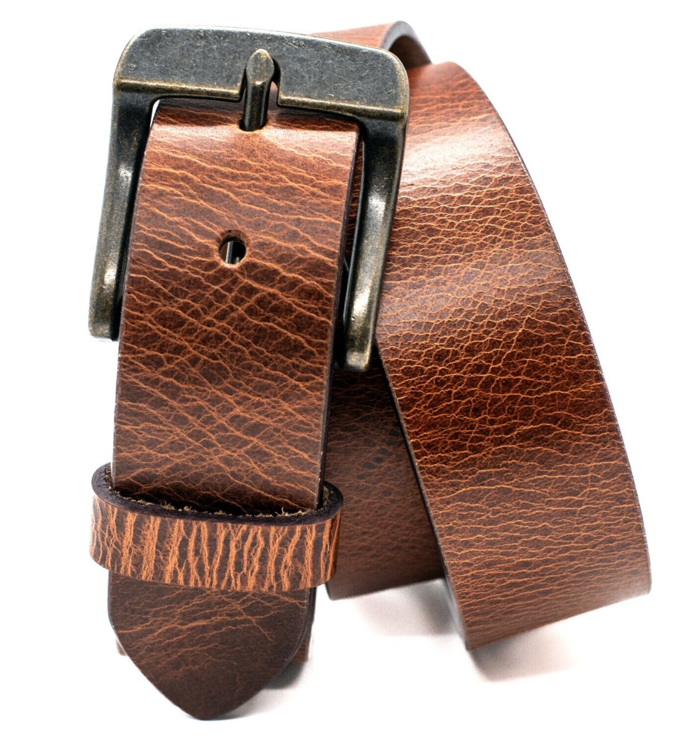 Full Grain Genuine Solid Buffalo Red Leather Belt, 1.5″ Wide, Handmade in USA