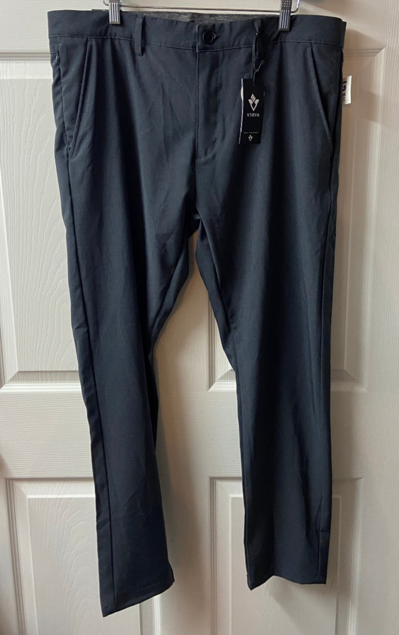 V1RYA Tech Pants Mens 38 x 30 Gray Straight Leg Slash Pockets NWT