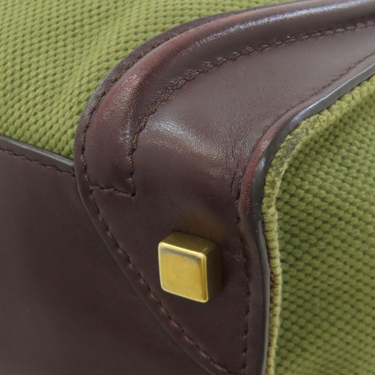CELINE Luggage micro Handbag Canvas Leather Ladies [Used]