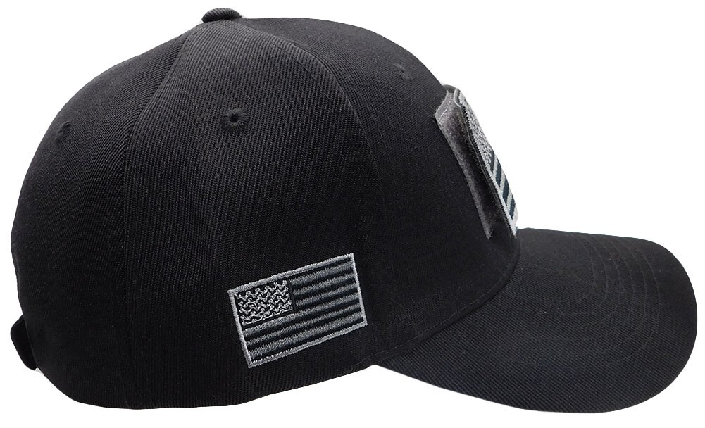 USA Light Grey / Black Flag Detachable Patch “USA” Black Embroidered Hat Cap