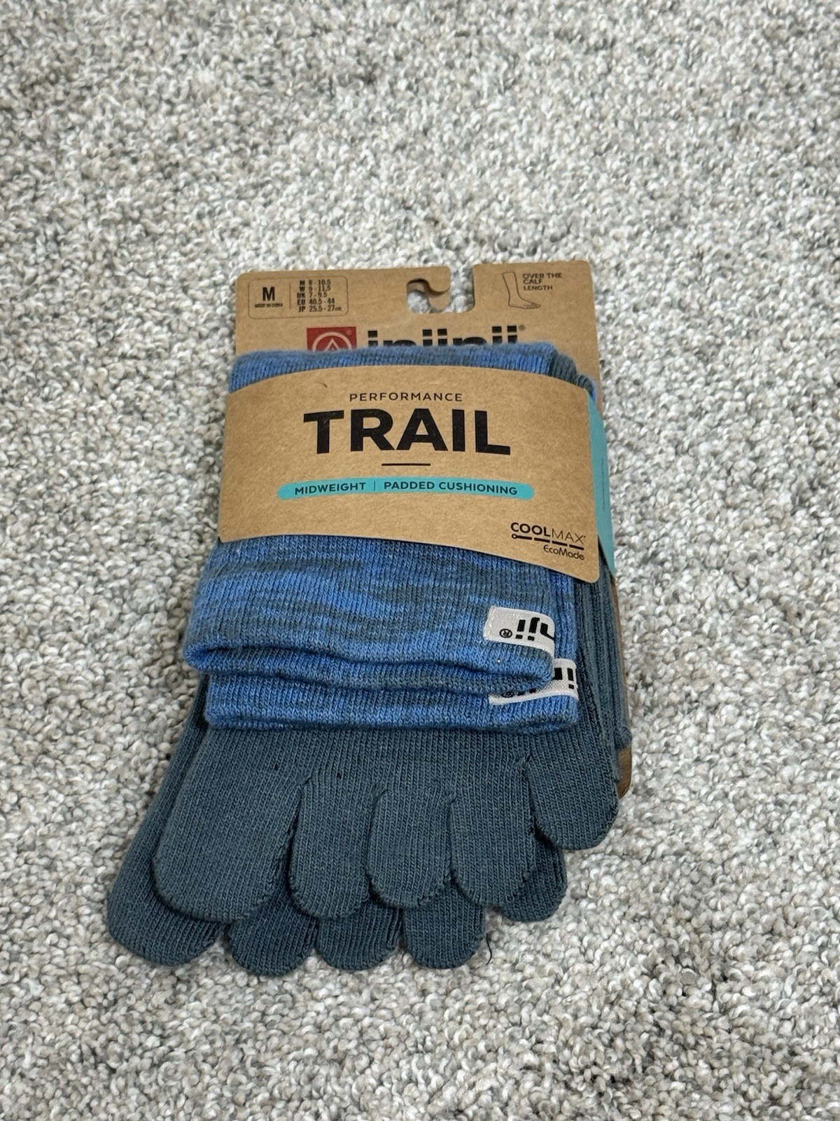 Injinji Over the Calf Performance Trail Socks Size Medium M 8-10.5