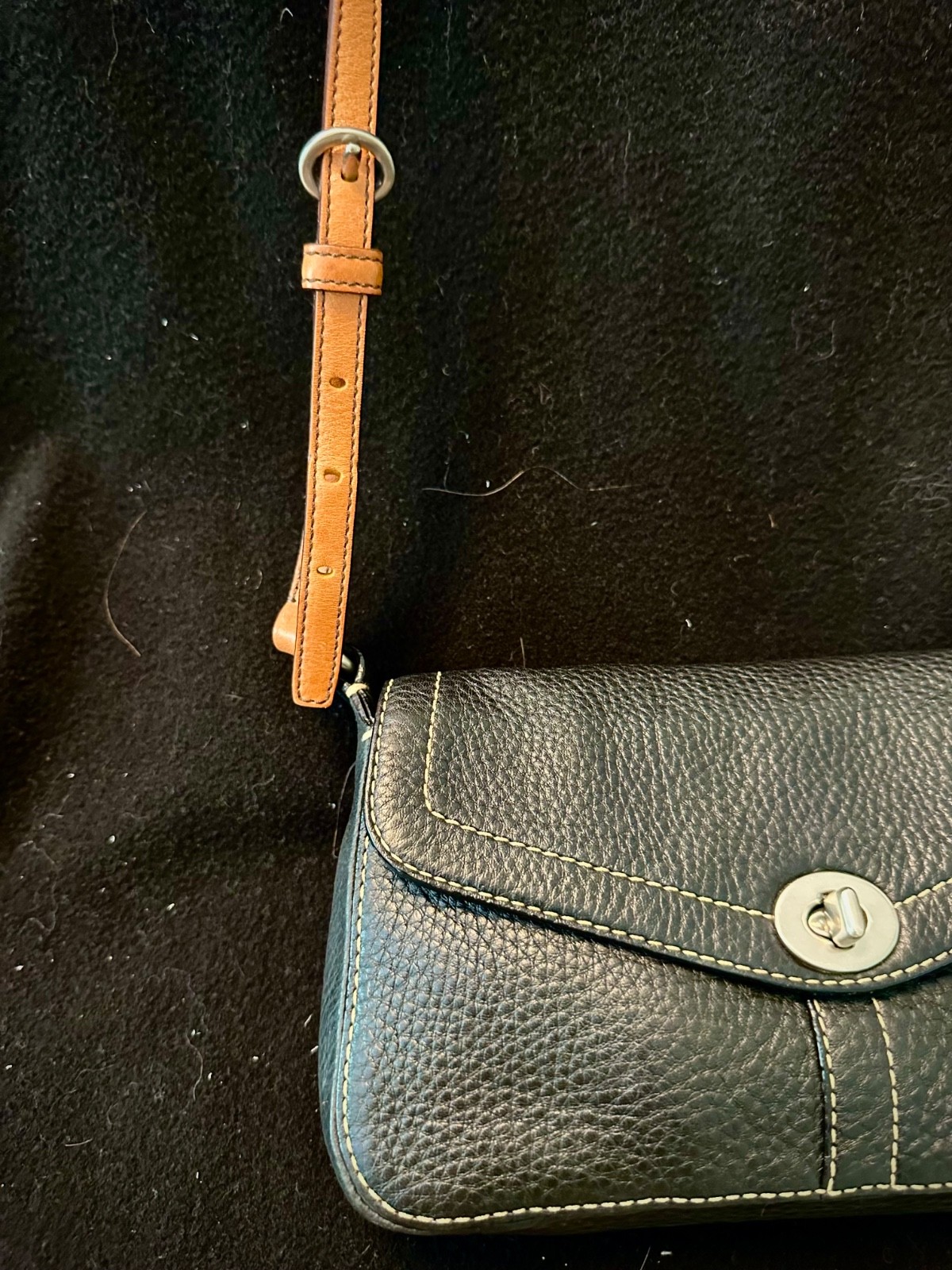Coach Chelsea Turnlock black pebbled leather crossbody bag
