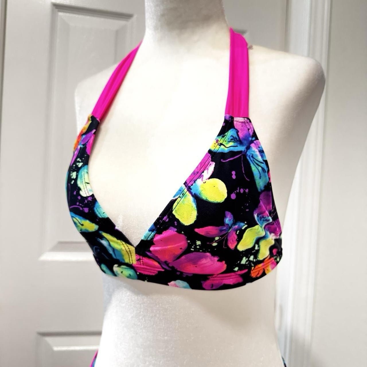 Angel Beach Teens 16 2pc Bikini Set Halter Triangle Top Bikini Bottom Pink