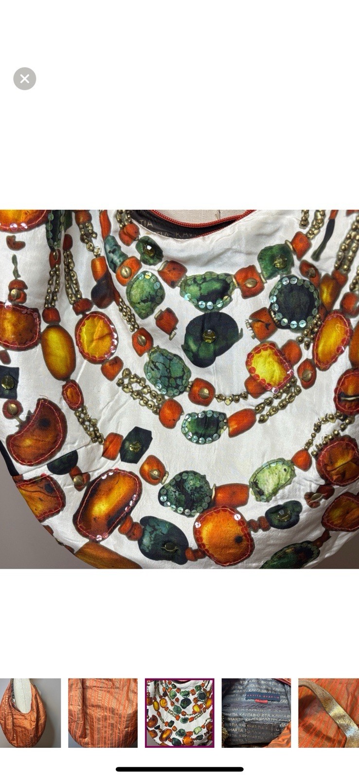 Kavita Bhartia Hobo Jewel Patterned Shoulder Bag-New without Tag