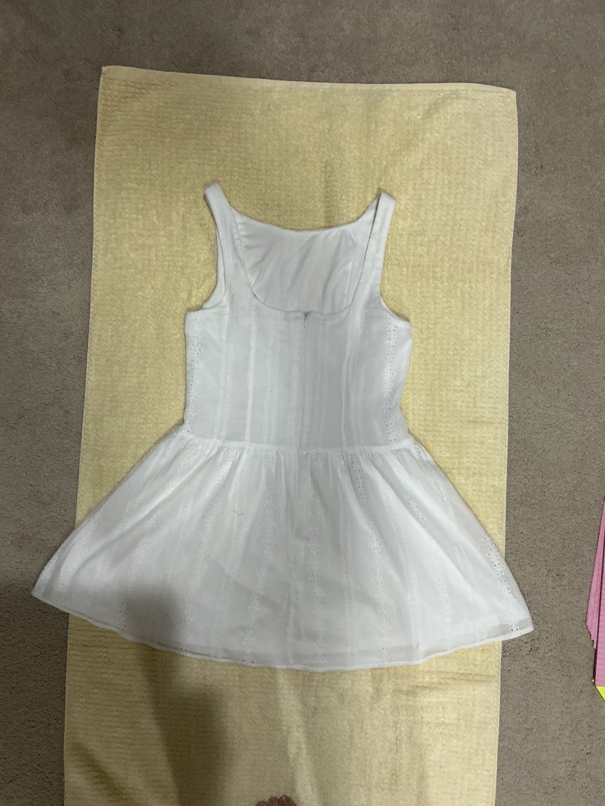 Altar’d State White Eyelet Drop Waist Mini Dress Size Medium NWT