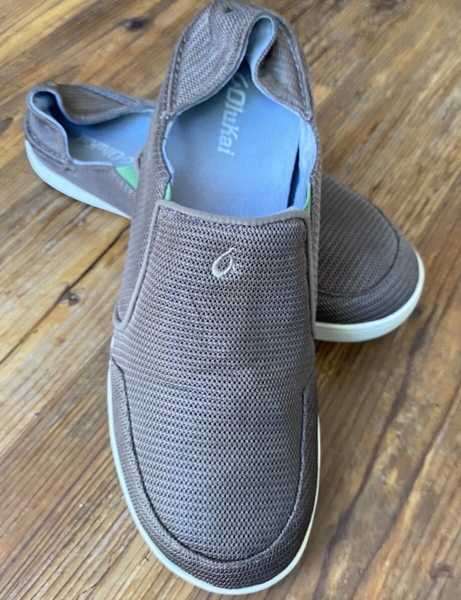 Olukai Nohea Mesh Shoes Taupe Versatile Drop In Heel Comfort Slip On Men’s 11 44
