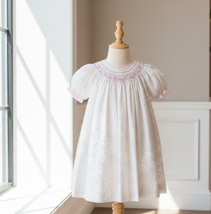NWT Petit Ami Floral Pink Bishop Smocked Baby Girls 2pc Dress 18M 18 Months