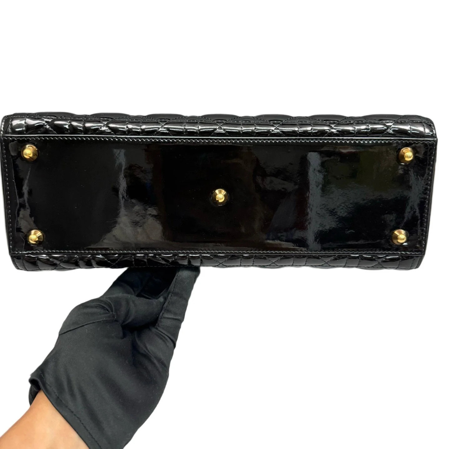 Dior Large Lady Dior Black Patent Calfskin (zs060526a5r)