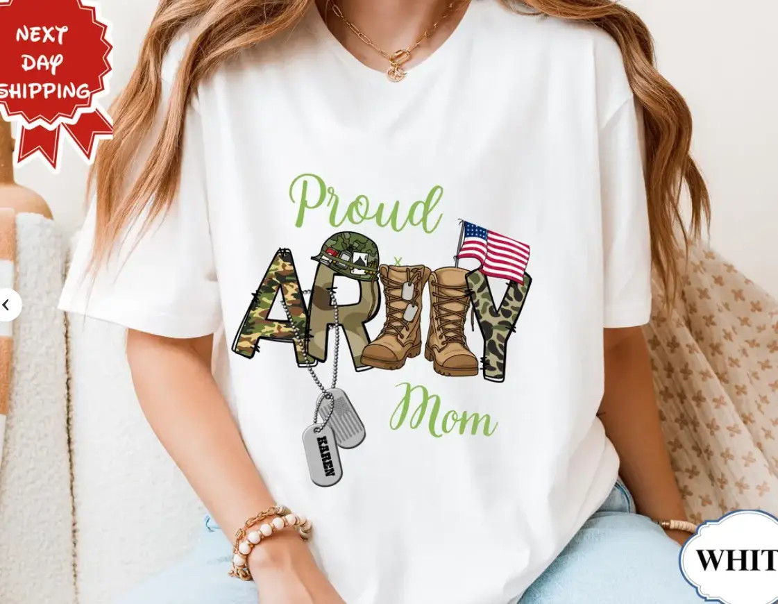 Custom Proud Army Family Mom Dad Brother Shirts, Personalized Army Dad Shirt