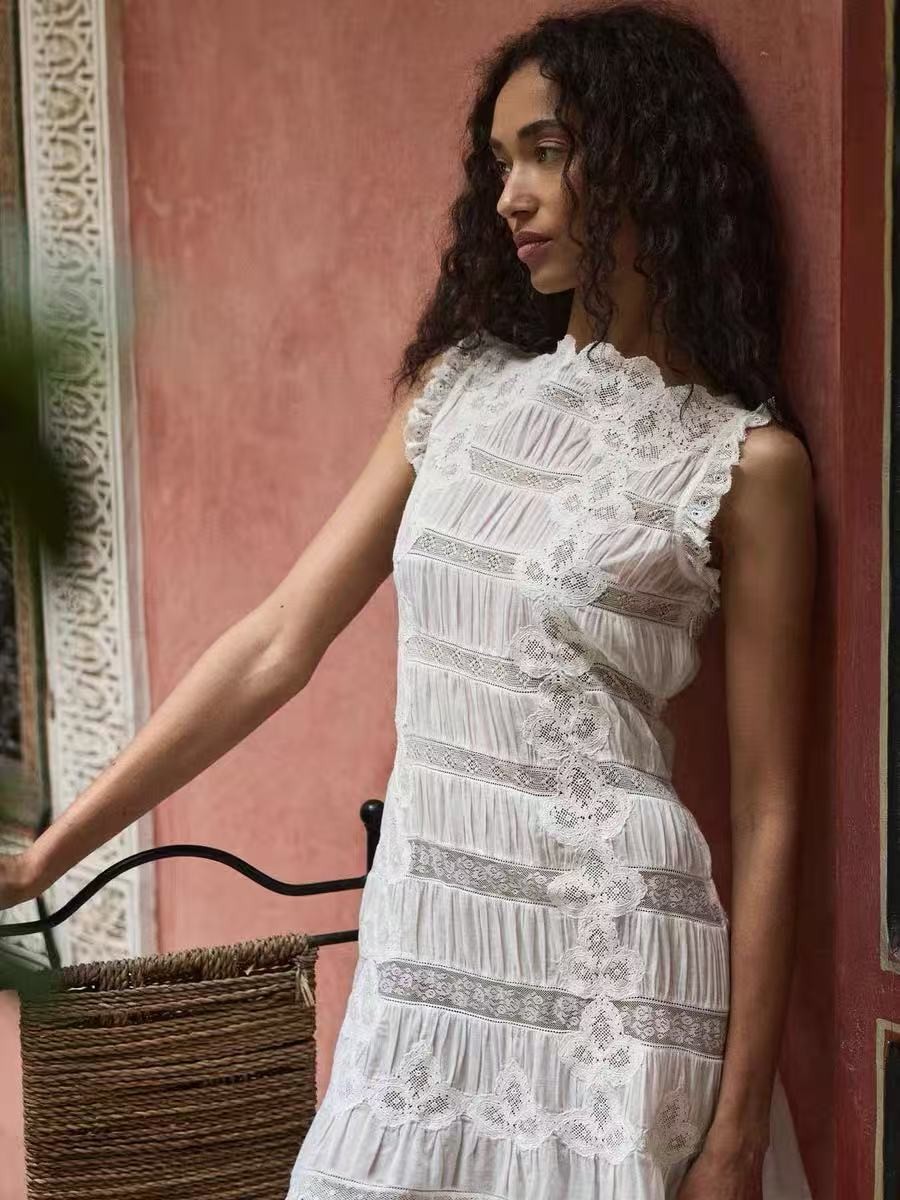DOEN White Dress Women’s Summer Embroidered A-line Skirt