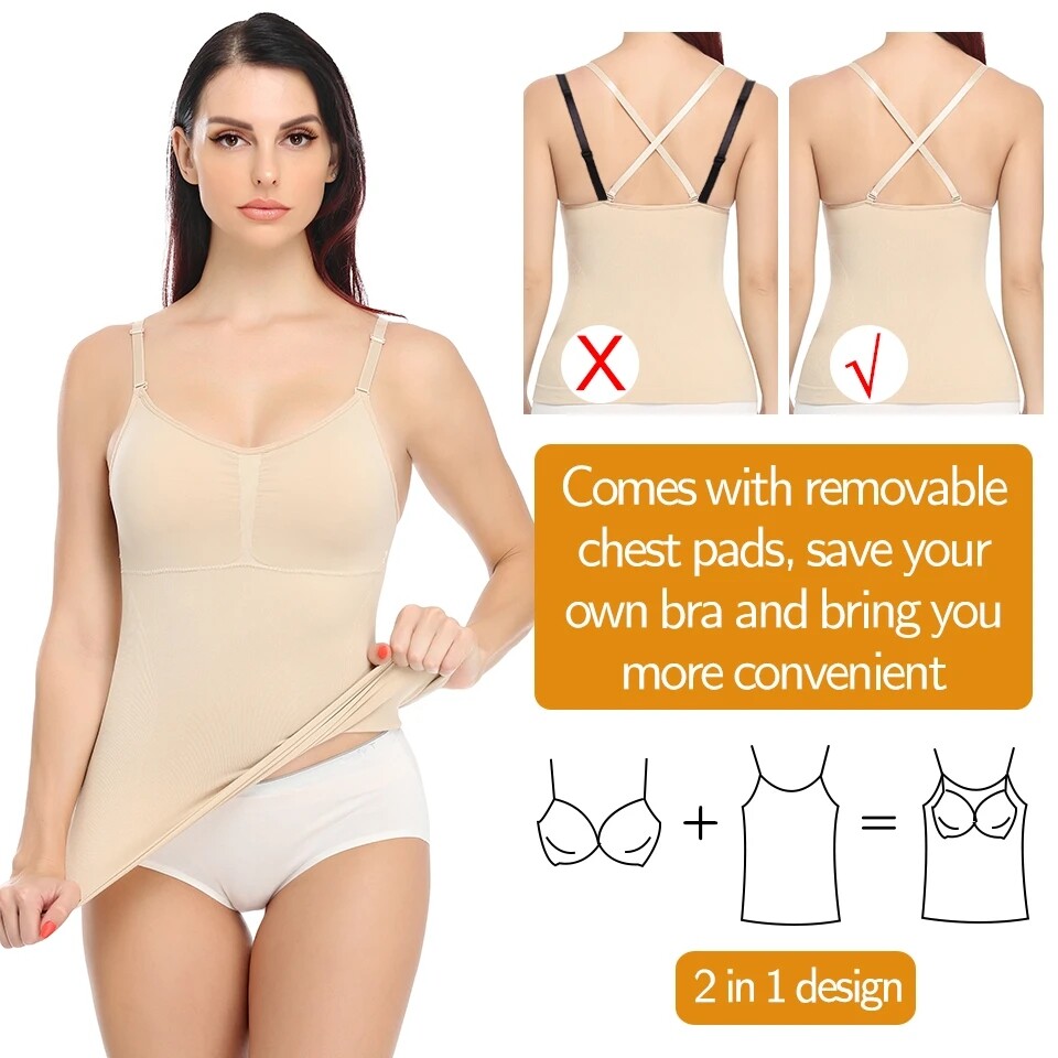 Women Tummy Control Seamless Shaping Camisole Seamless Body Shaper Slim Cami Top