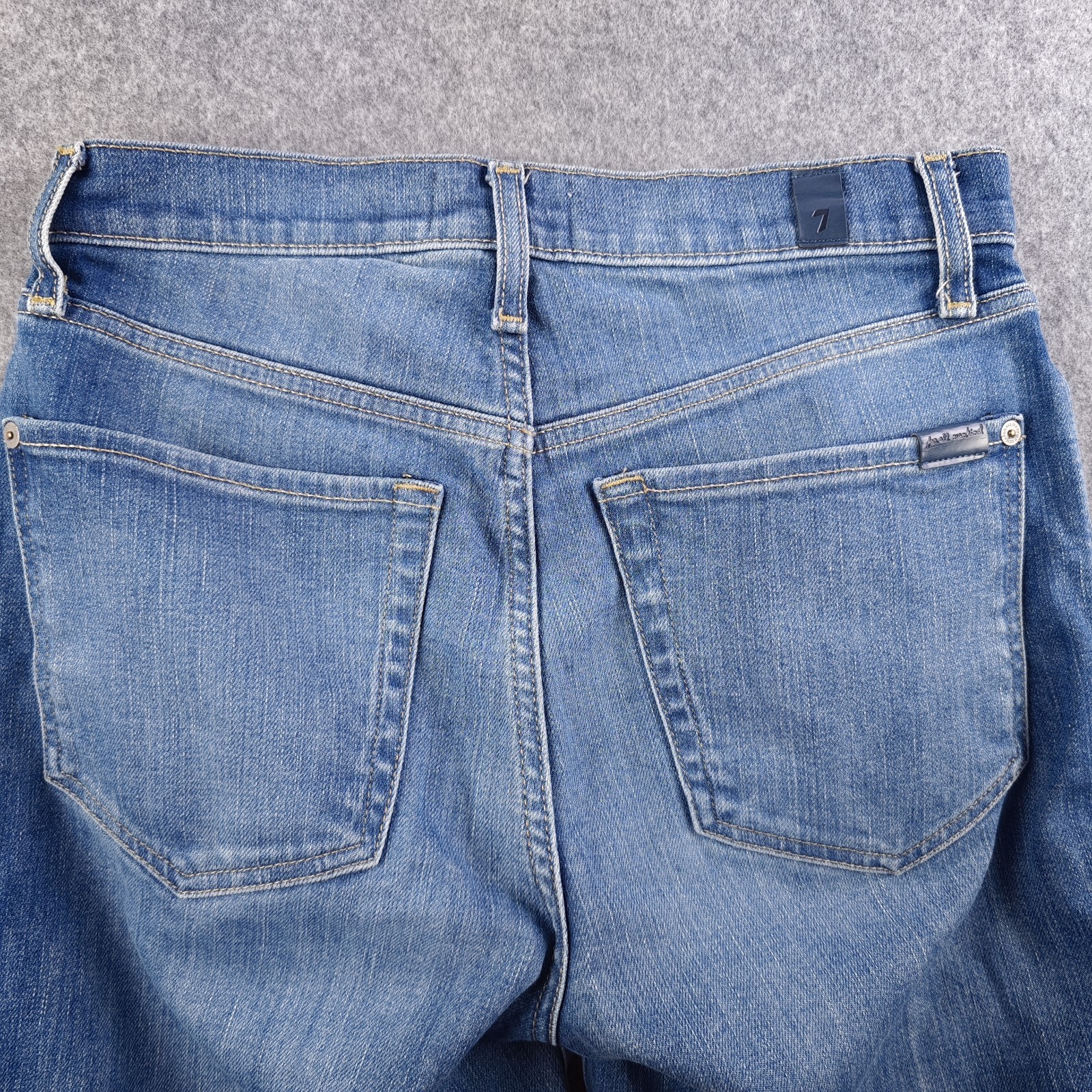 7 For All Mankind High Waist Cropped Straight Jeans Women’s 26 Blue Denim Medium