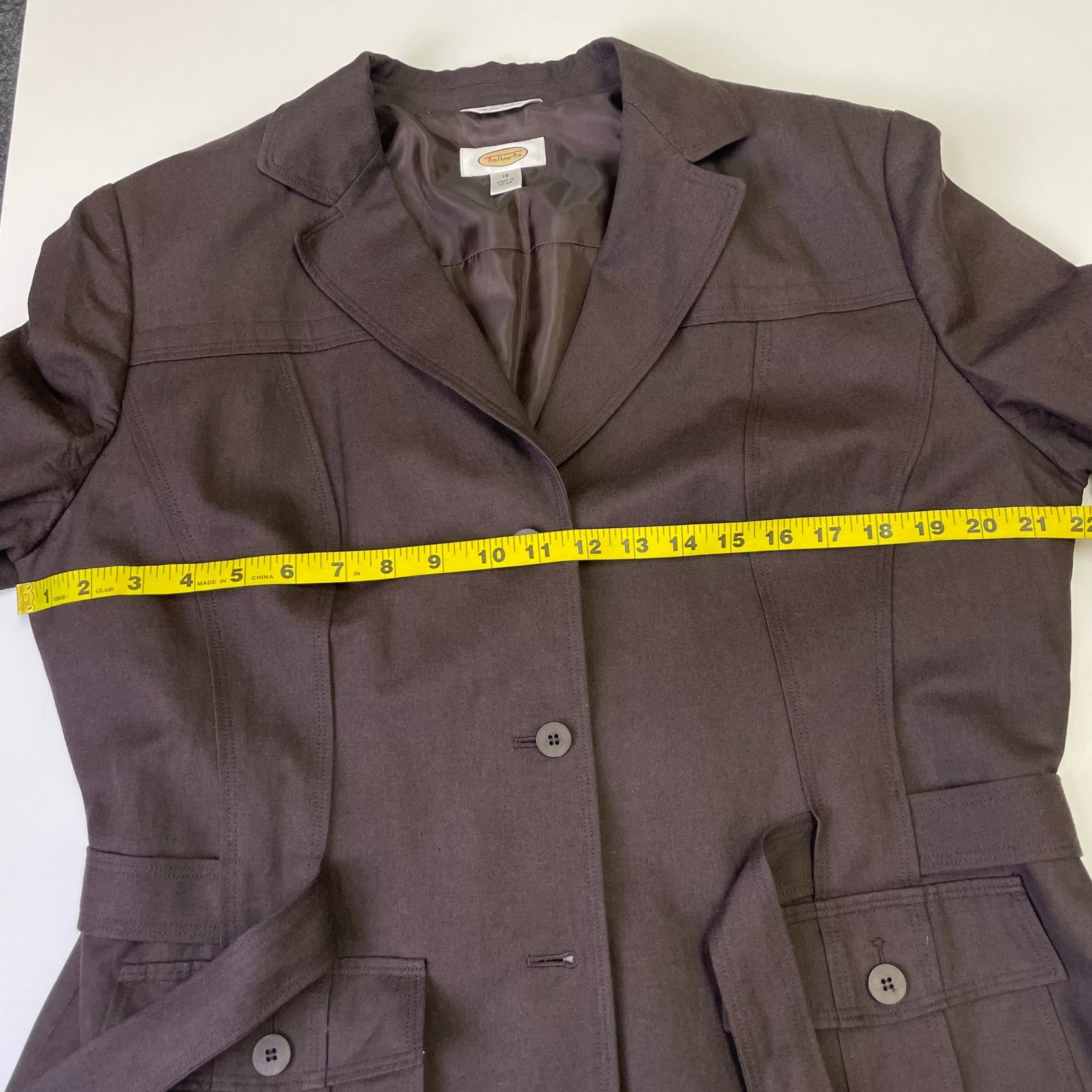 Vintage Talbots Linen Blend Blazer Brown Jacket Womens 18 Safari Quiet Luxury