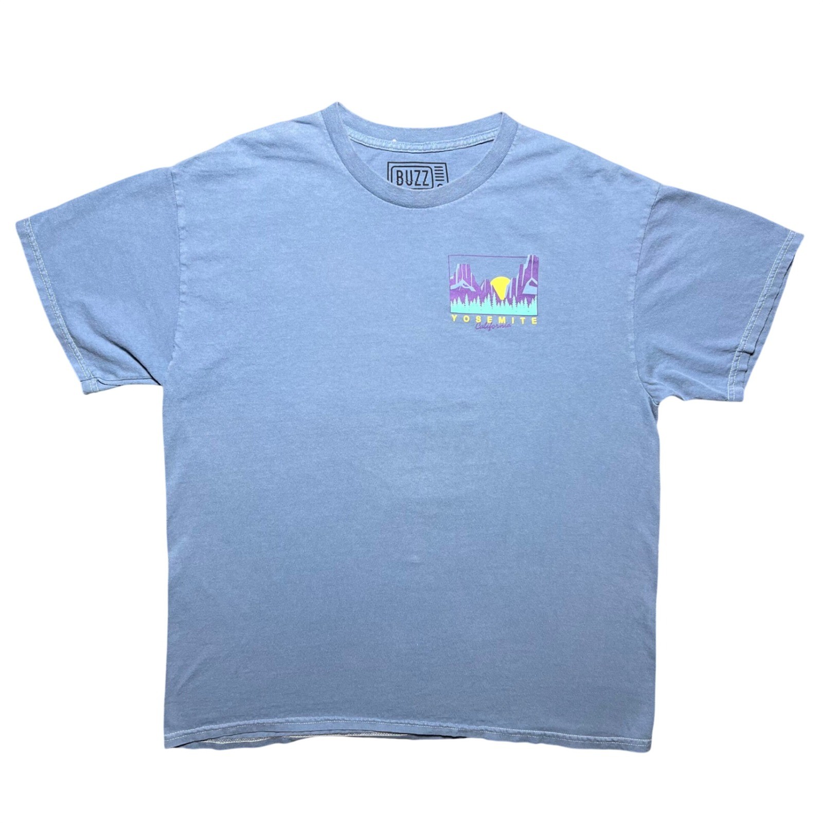 Yosemite National Park Sunset Mountain Double Sided Blue T Shirt Mens Medium