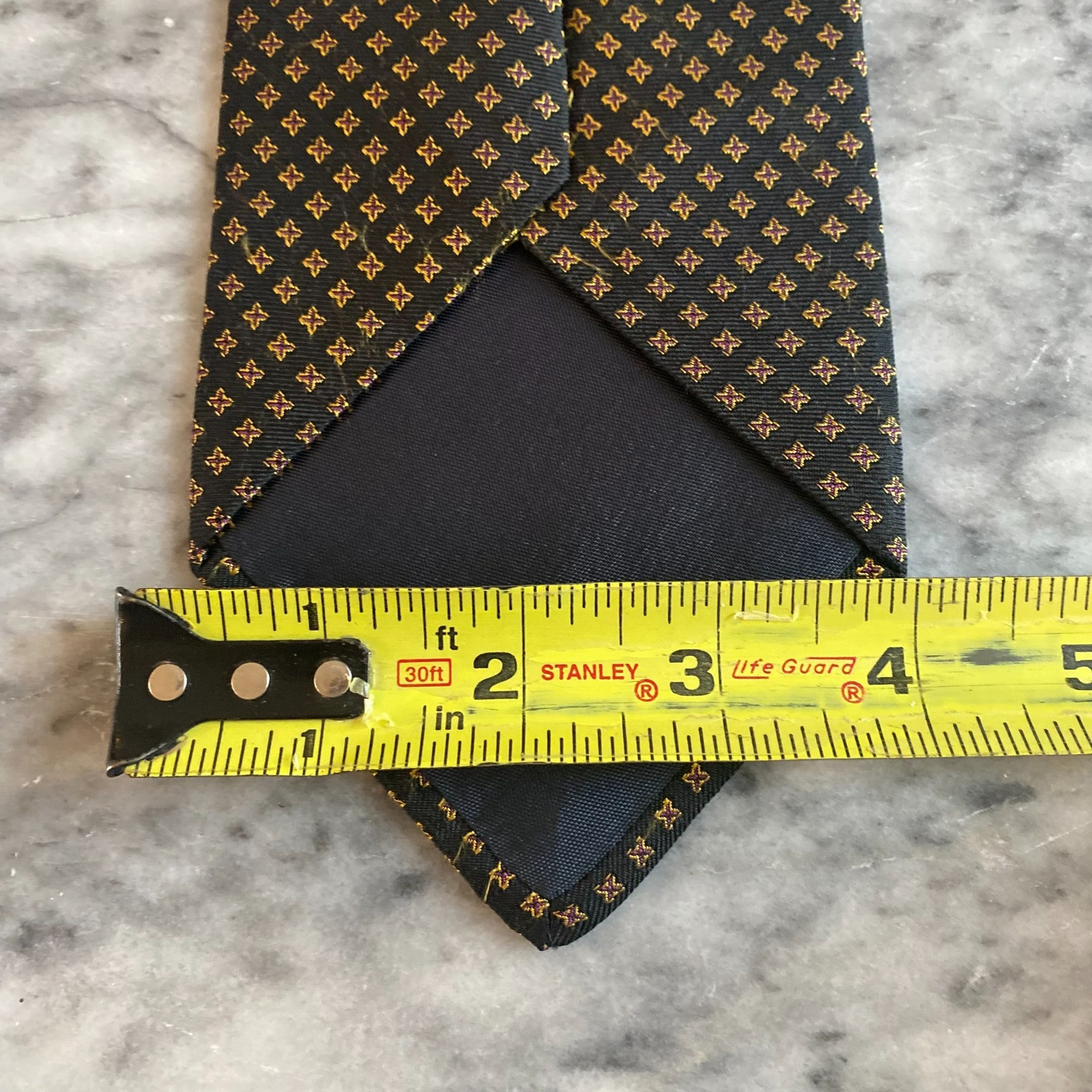 Harold Powell Men’s 100% Silk Jacquard Navy Geometric Print Necktie~3.75″ J115