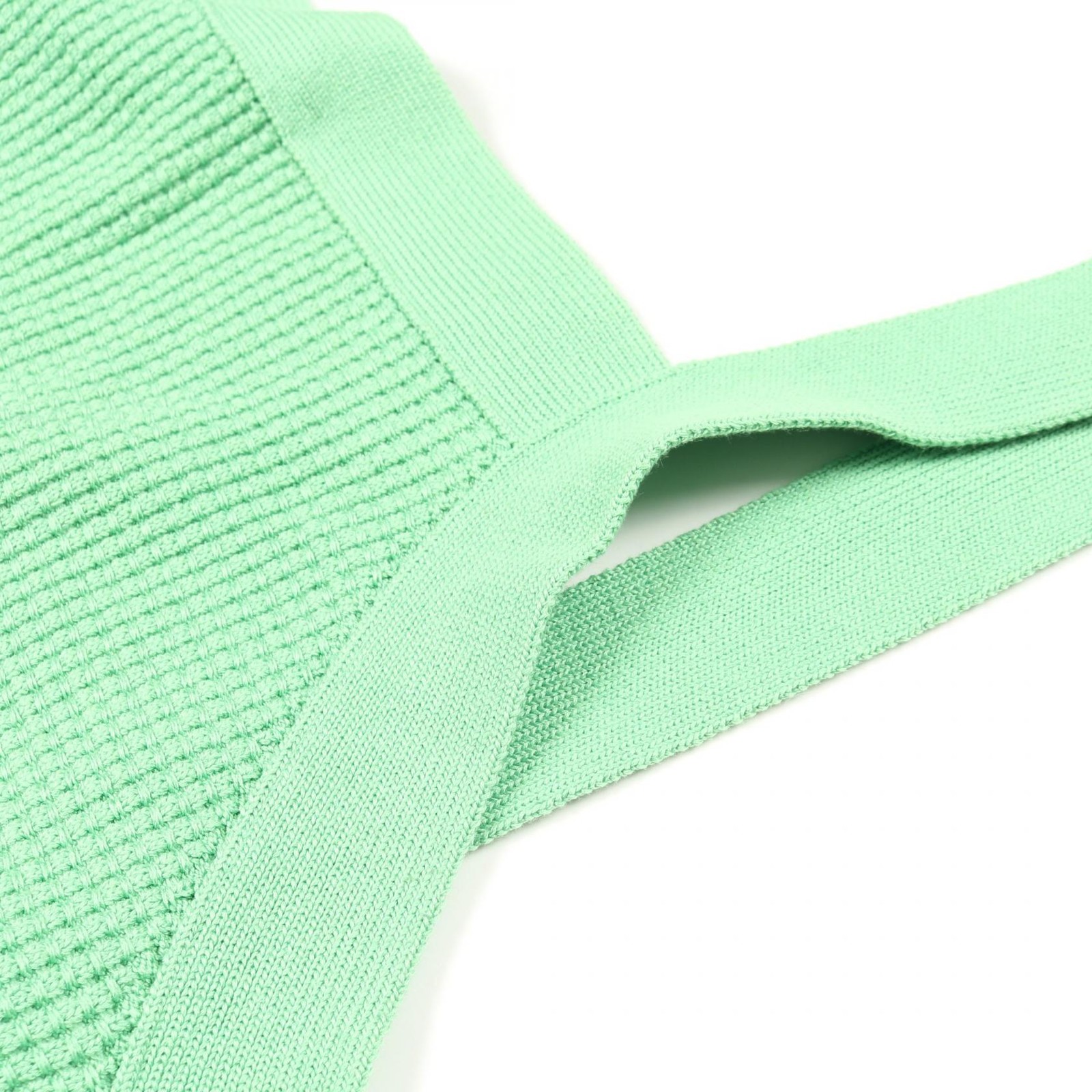 Chanel Knit Tank Top Coco Mark Button Cotton Green Ladies Size 38 Length 12.6in