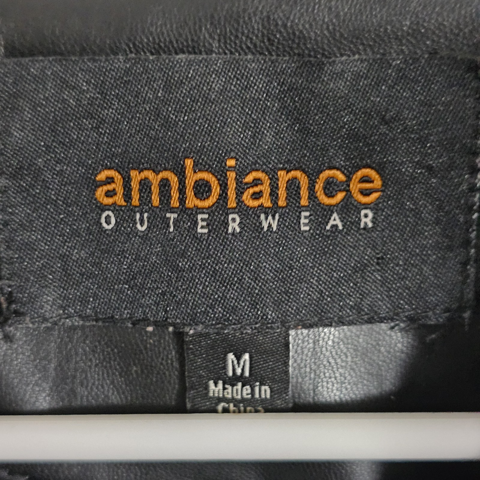 Ambiance Outerwear Medium Polyurethane Black Full Zip Biker Jacket