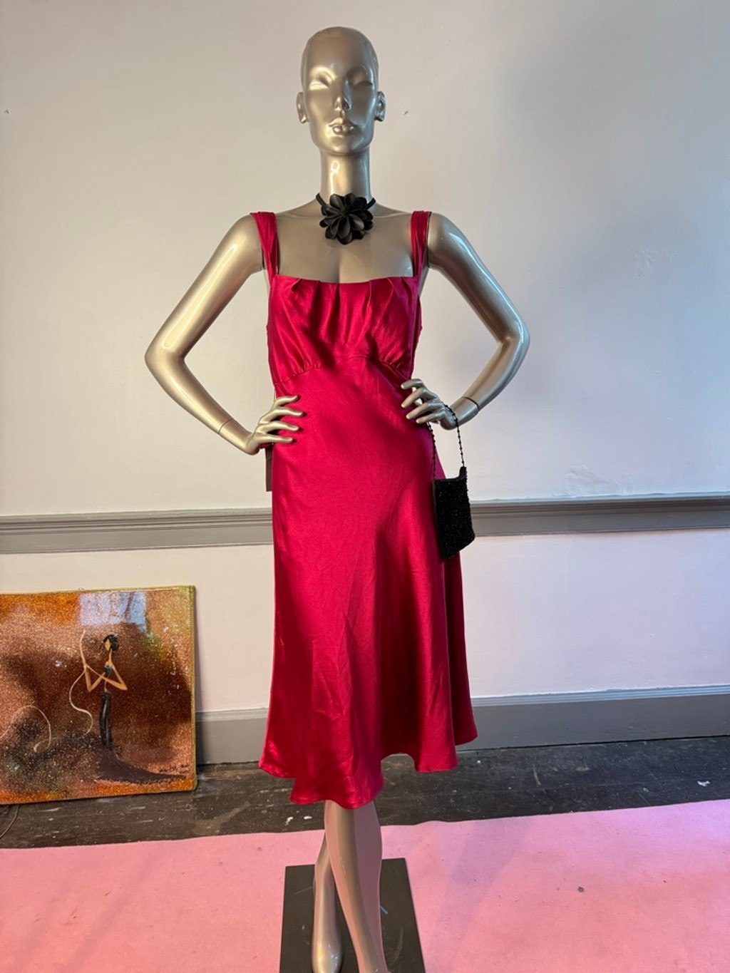 Ann Taylor 100% Silk Berry Satin Midi Slip Dress NWT Size 10 Lined Wedding Guest