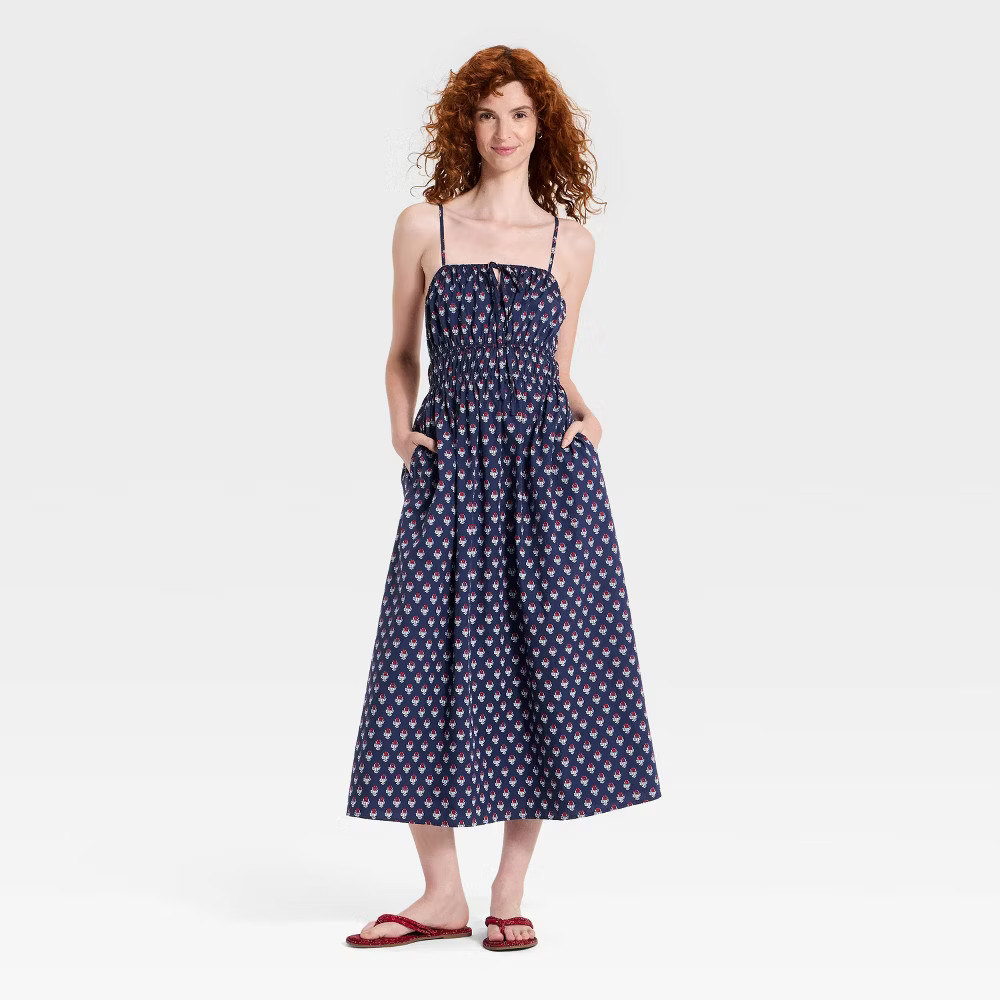 Women Maxi Pullover Sundress – Universal Thread Navy Blue Floral M