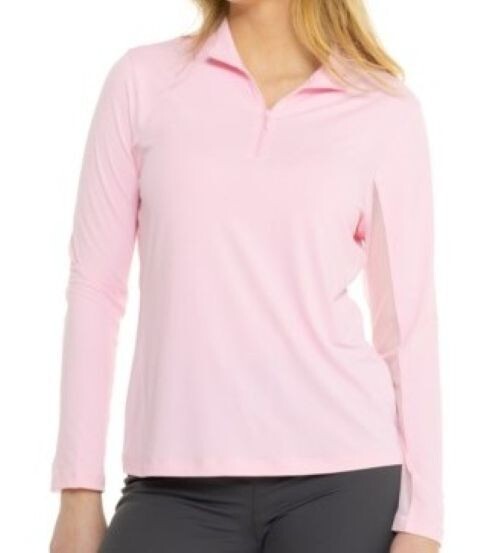 NWT X by GOTTEX Light Pink Golf Tennis Long Sleeve Mock Shirt S M L & XL
