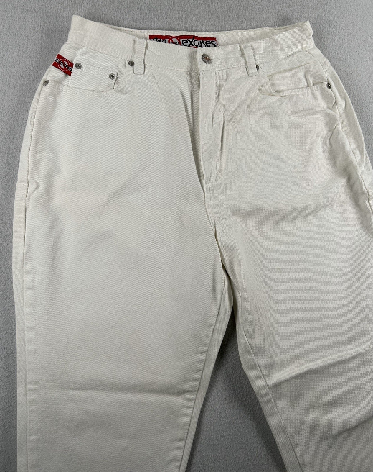 Vintage 90s No Excuses Tough White Denim High Rise Mom Jeans Size 16/17