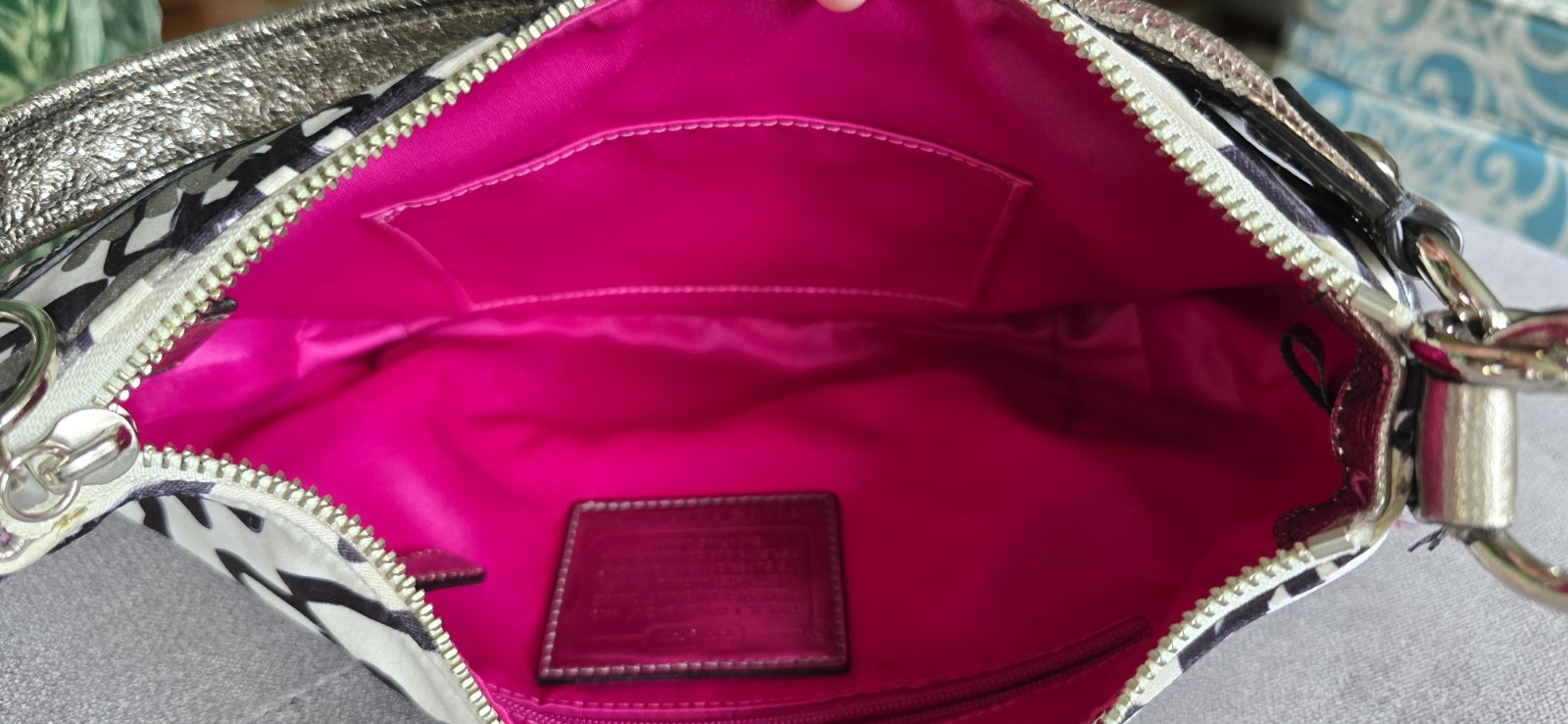 Coach Metallic Graffiti Poppy shoulder bag w/ crossbody Strap