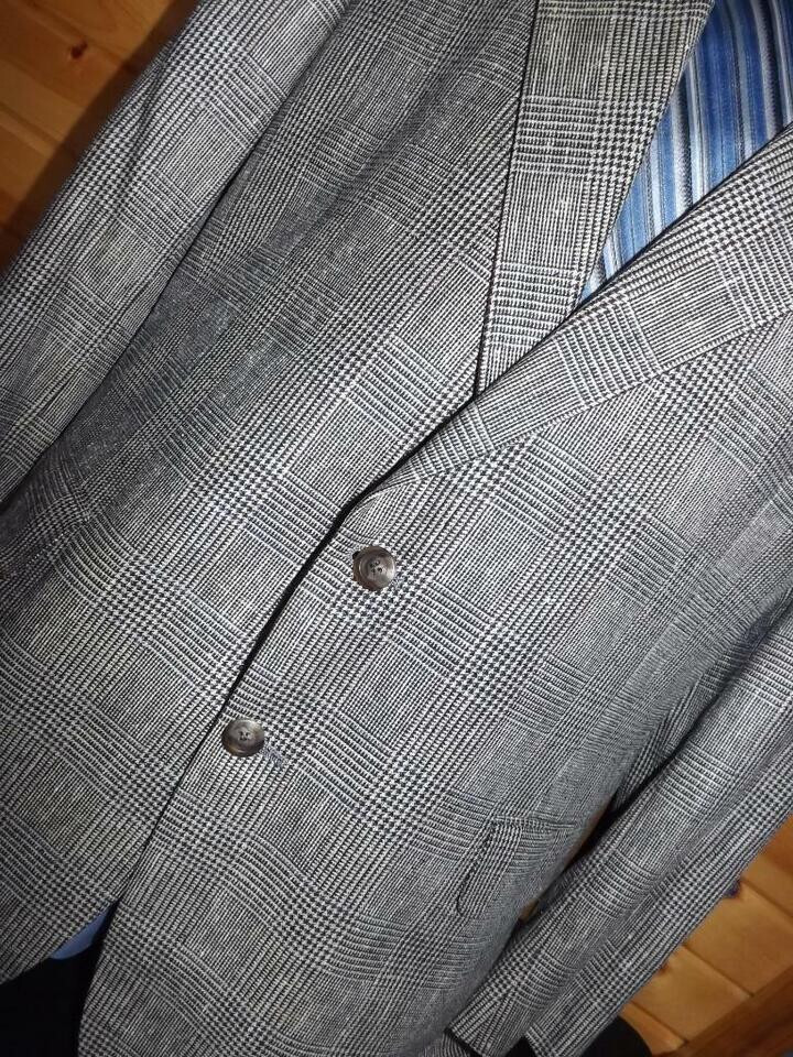 Tom James Corporate Image Size 42L Gray Windowpane Silk Sport Coat Jacket