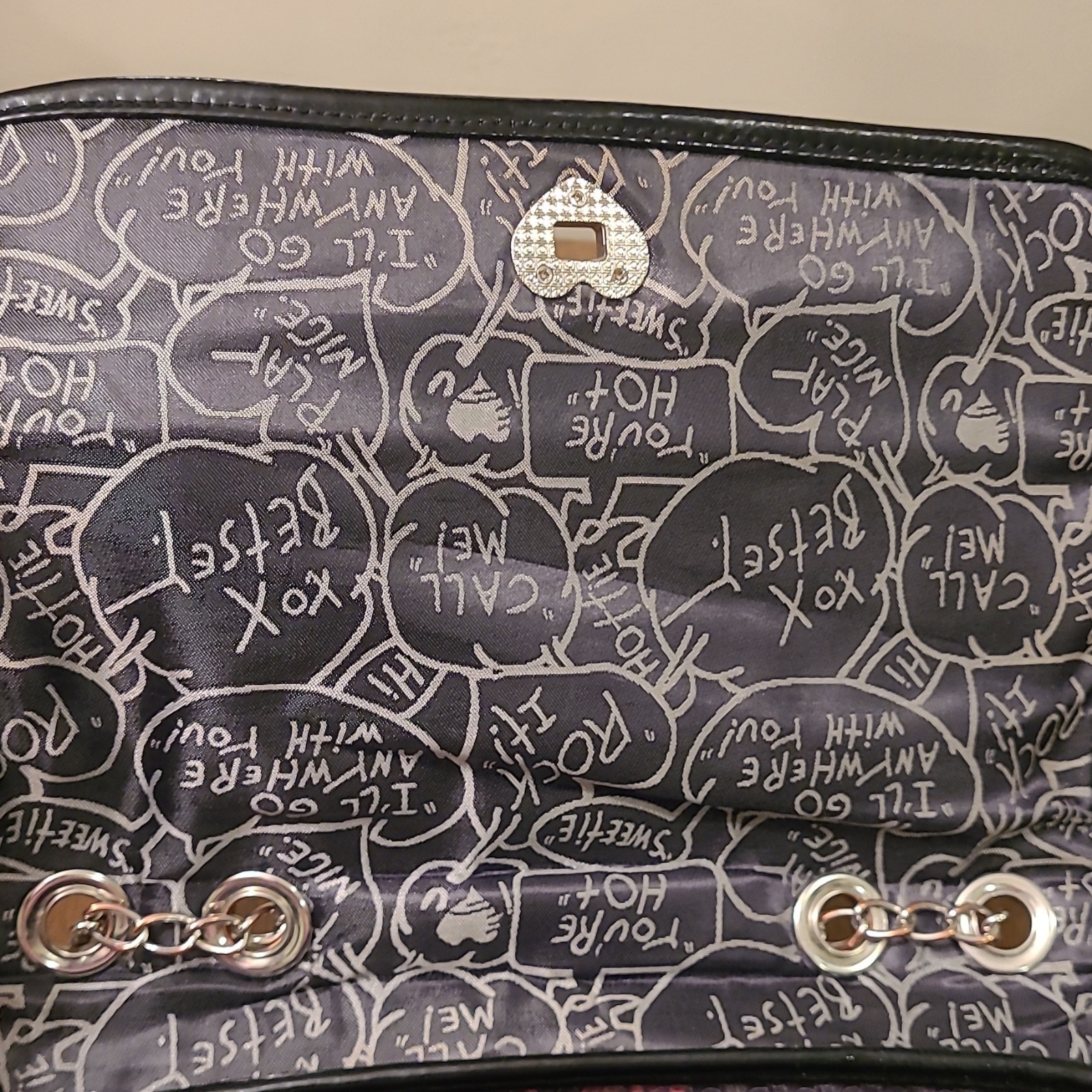 Betsey Johnson Floral Sequin Crossbody/Clutch Silver Chain Strap Turn Lock Zip