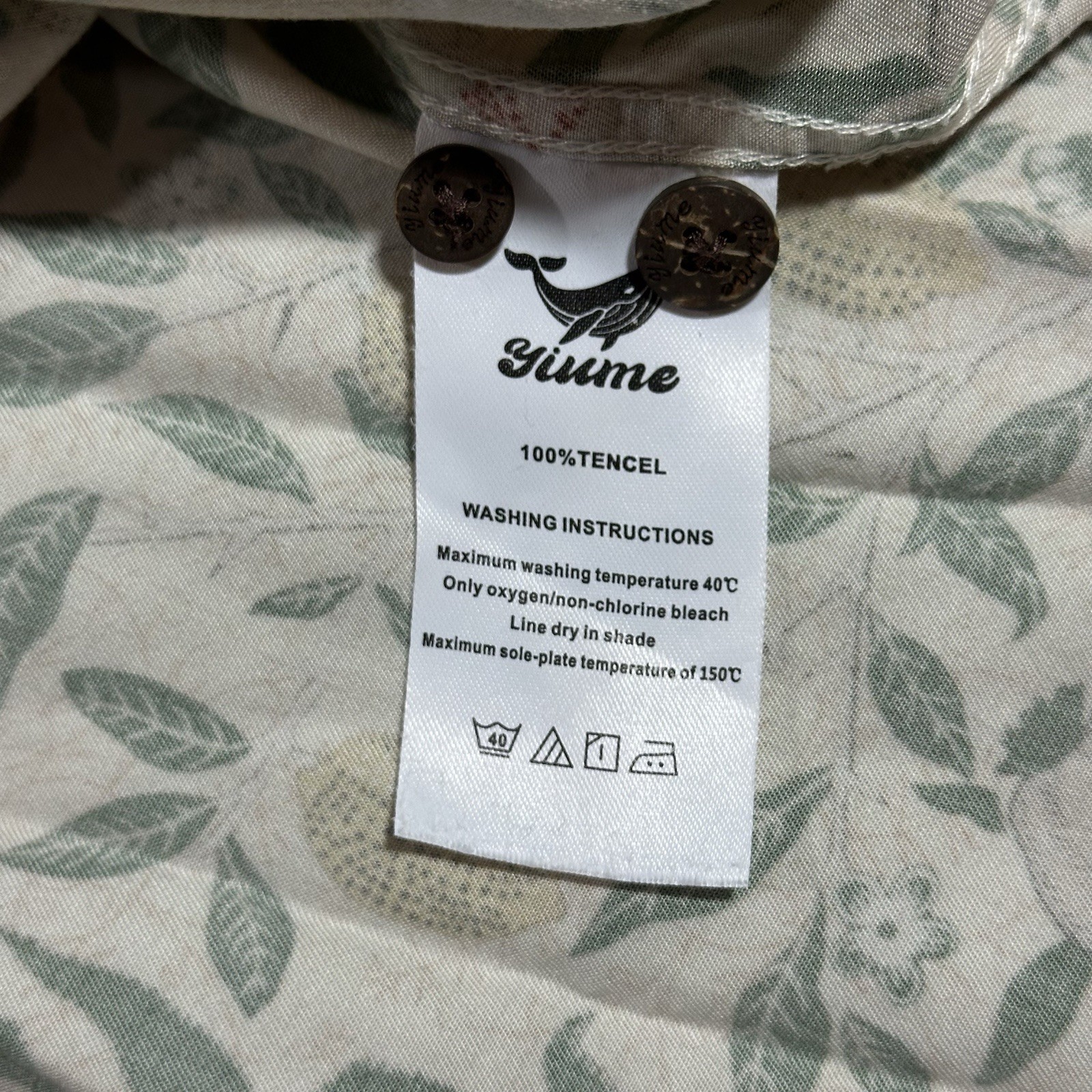 Yiume Men’s Size XL Hawaiian Camp Button Shirt Pomegranate Fruit Floral Tan SS