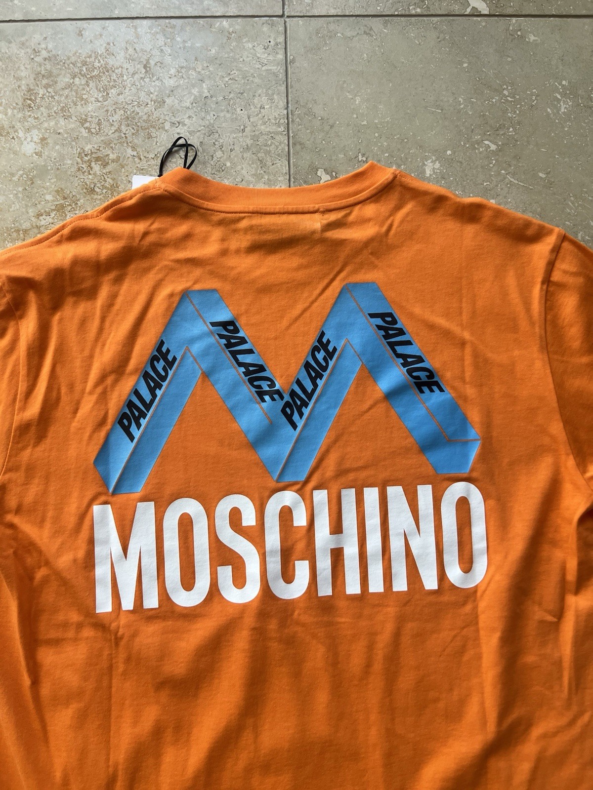 Palace x Moschino Men’s Orange Short Sleeve T Shirt Size XL BNWT MSRP $265