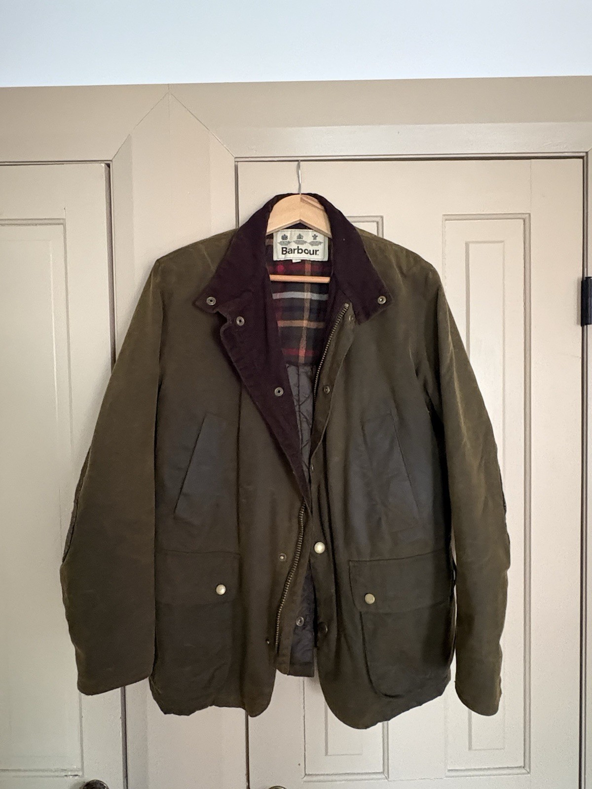 Men’s Barbour Classic Bedale Waxed Jacket Size Large 40-42 Olive Green