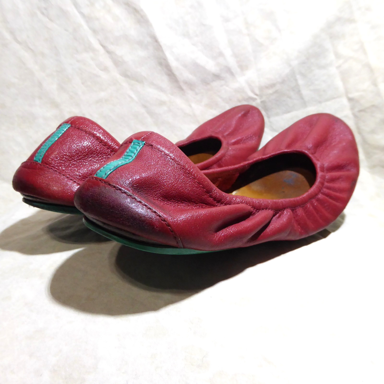 🩰 Tieks by Gavrieli Foldable Ballet Flats sz 9 Cardinal Red 100% Nappa Leather