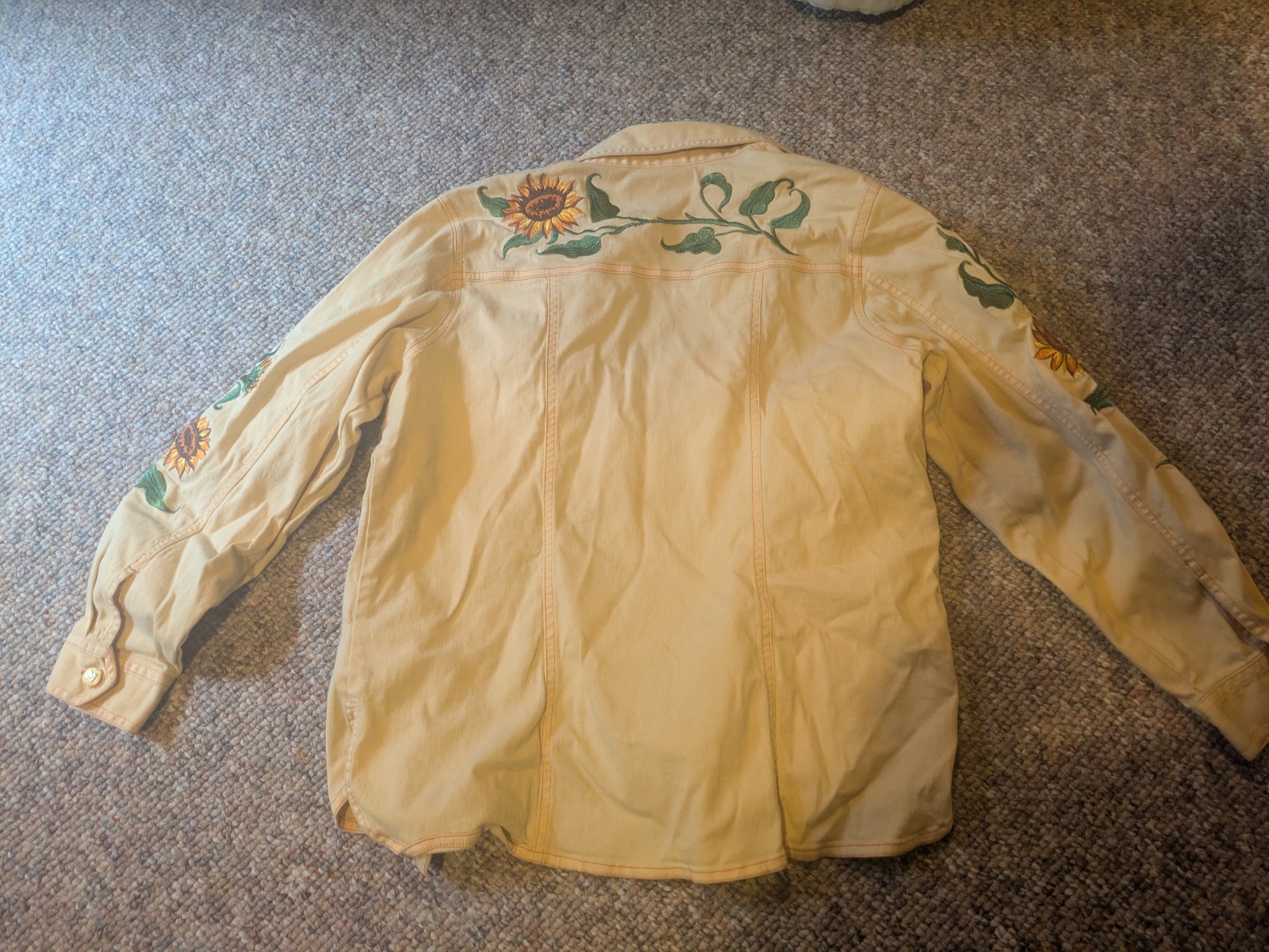 Vintage Bob Macci Embroidered Sun Flower Denim Jacket
