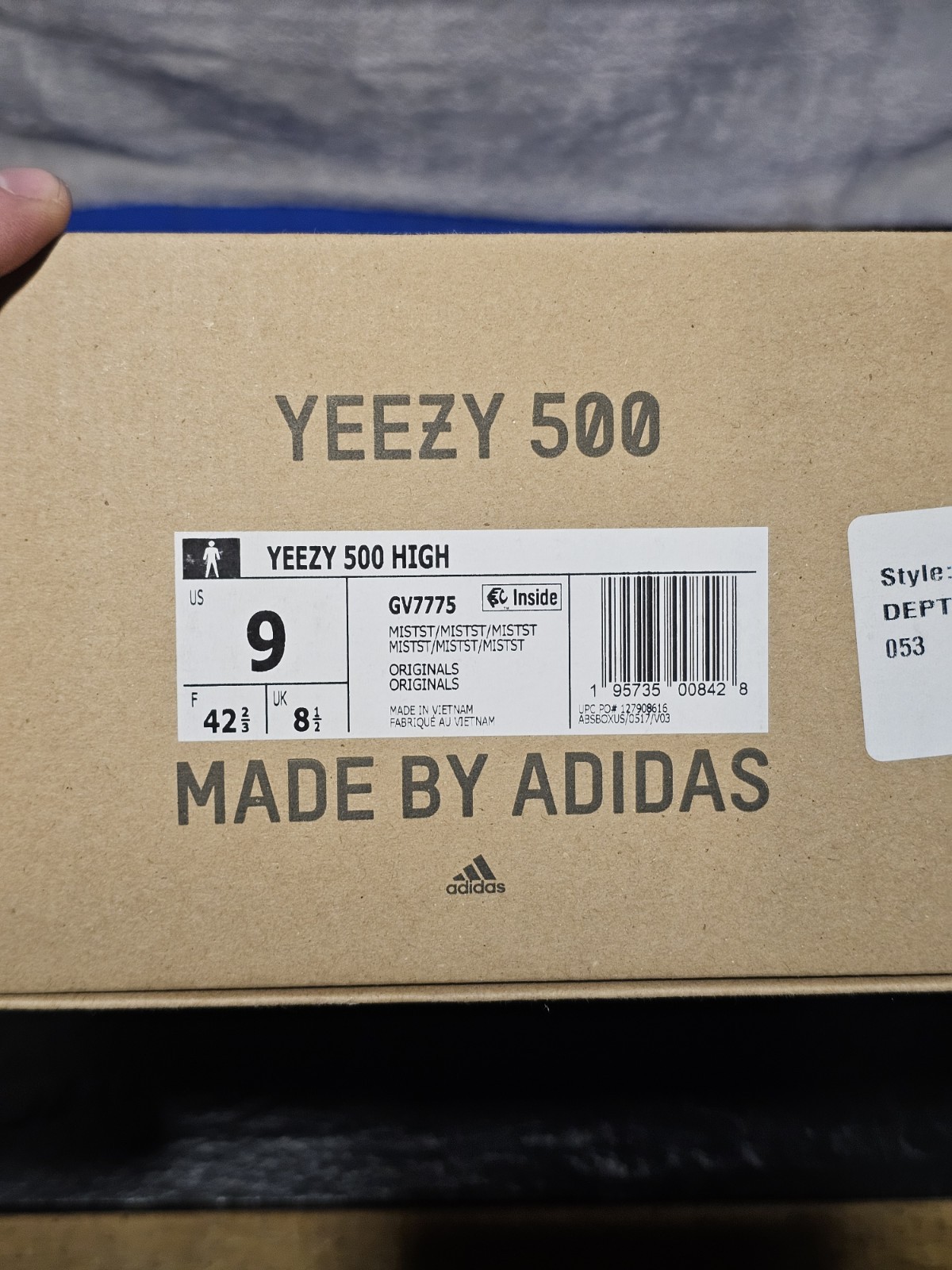 Adidas Yeezy 500 High Mist Stone GV7775 Size 9 Beige Taupe With Box