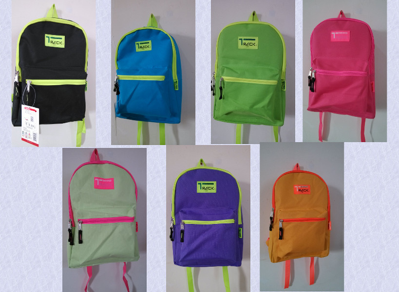 OVEREXPOSED NEON ZIPPER BACKPACK 7 Colors School Pack Day Bag Hiking Rucksack