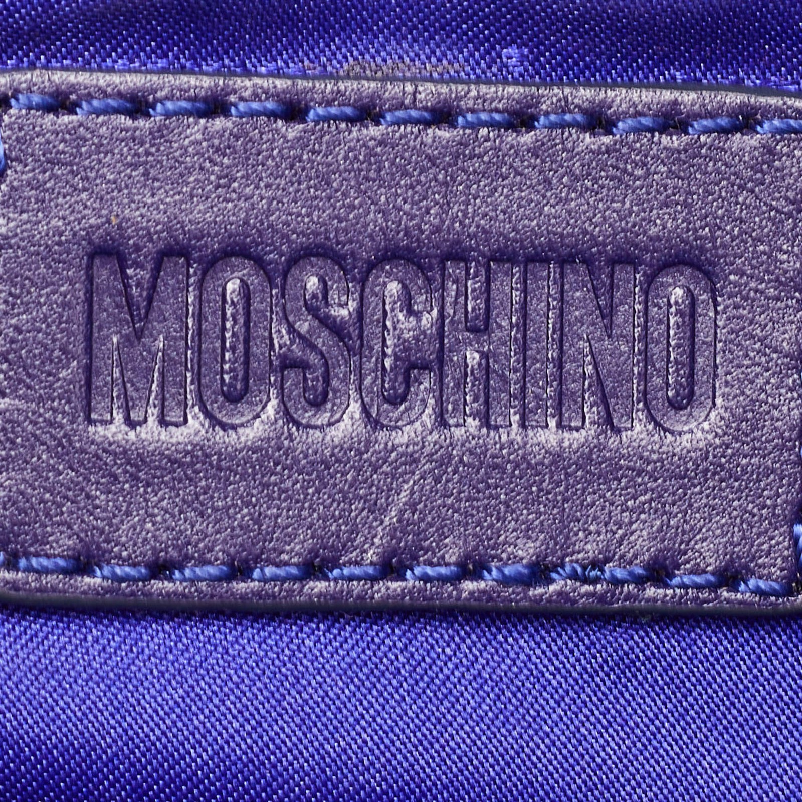 Moschino Redwall Medium Blue Nylon and Leather Satchel