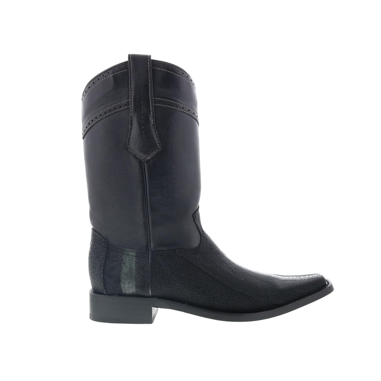 Los Altos Stingray Rowstone Square Toe Mens Black Wide Cowboy Western Boots
