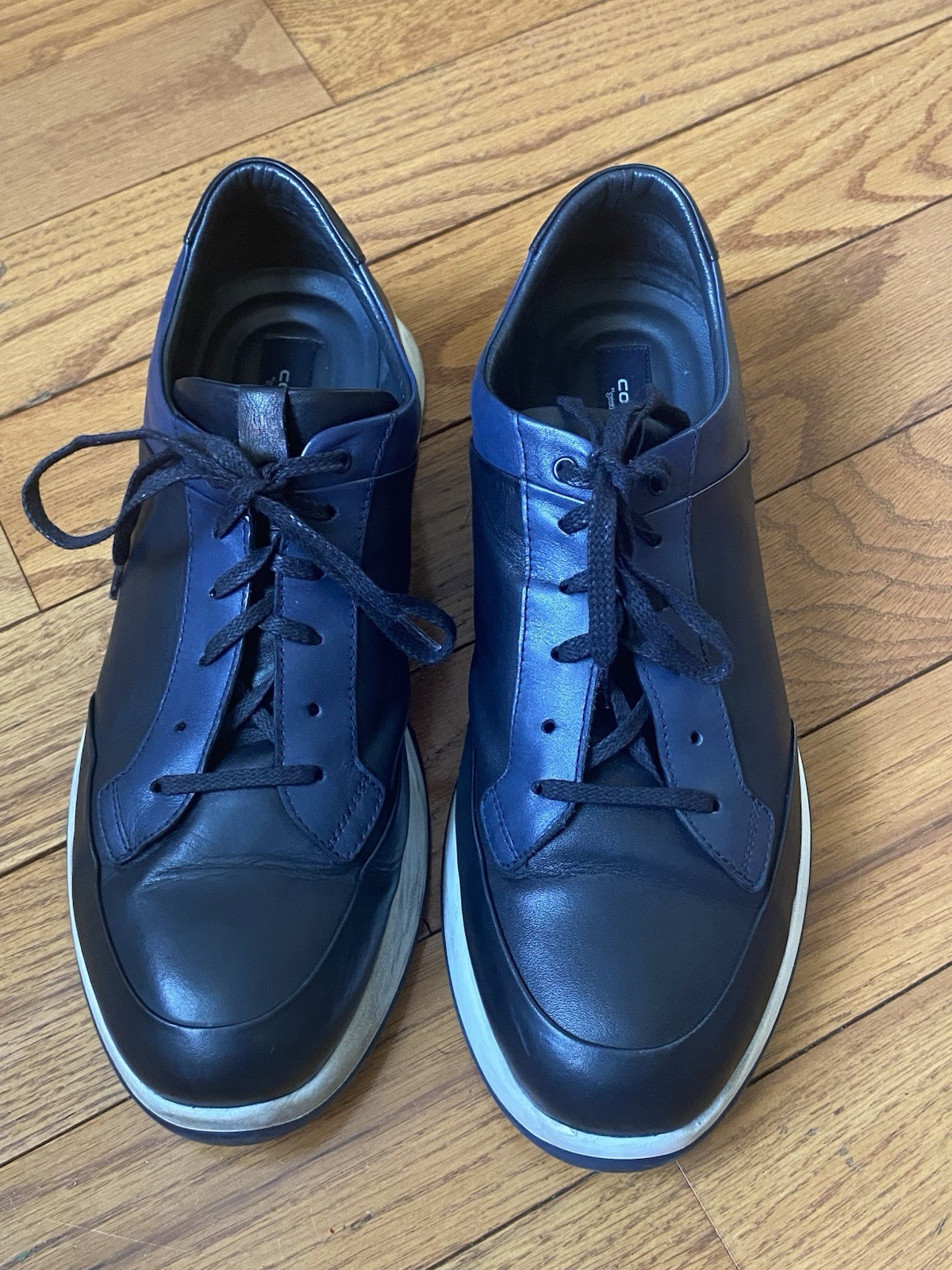 Men’s Corrente Black Navy Blue Leather Sneakers 5669 EU 43 Size 9.5 10