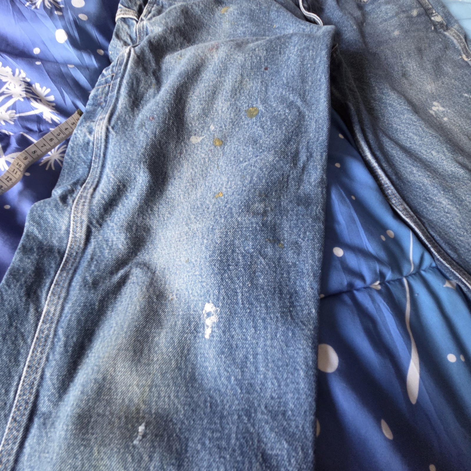 Carhartt Paint Splatter Work Jeans Mens Blue Denim Distressed Painter