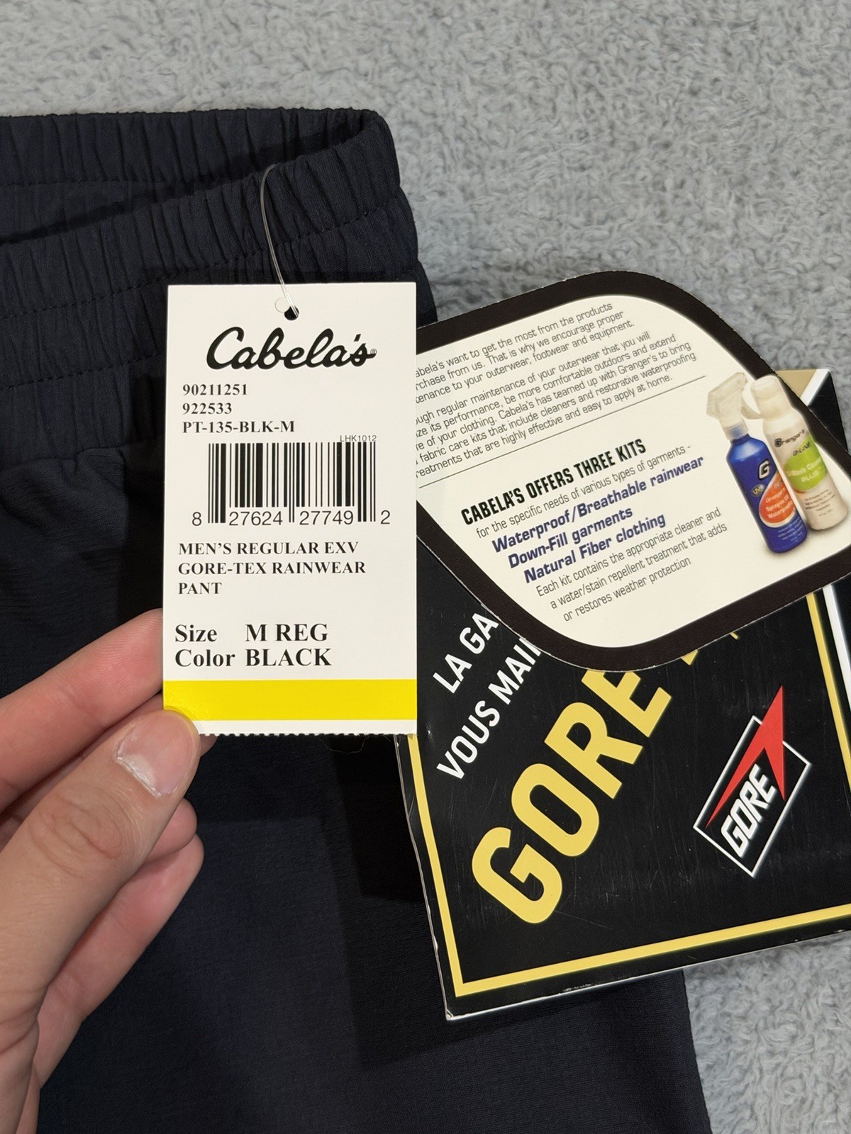 Cabelas EXV Gore-Tex Rainwear Pants Men’s M Regular Black Nylon Elastic Waist